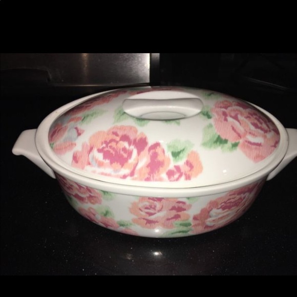 Lynn Hollyn Pink Rose Covered Ceramic Dish - Picture 1 of 4